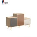 Meuble de rangement PODIUM - Chêne Clair -  Cubanite - Terracotta - Porcelaine - 127,5x74,5cm