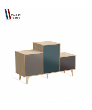 Meuble de rangement PODIUM - Chêne Clair -  Cubanite - Tropical - Graphite - 127,5x74,5cm