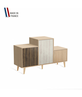 Meuble de rangement PODIUM - Chêne Clair - Curacao - Tropica - Graphite - 127,5x74,5cm