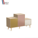 Meuble de rangement PODIUM - Chêne Clair -  Curry - Abricot - Porcelaine - 127,5x74,5cm