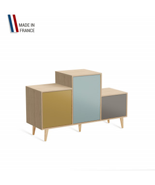 Meuble de rangement PODIUM - Chêne Clair -  Curry - Curacao - Cubanite - 127,5x74,5cm
