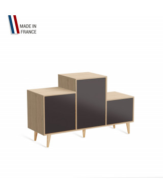 Meuble de rangement PODIUM - Chêne Clair - Graphite - - 127,5x74,5cm