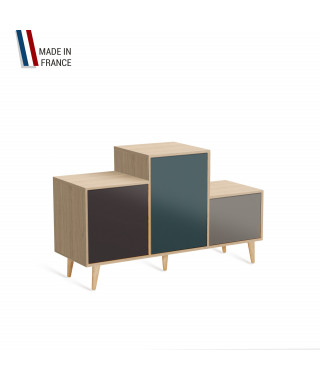 Meuble de rangement PODIUM - Chêne Clair -  Graphite - Tropical - Cubanite - 127,5x74,5cm
