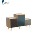 Meuble de rangement PODIUM - Chêne Clair -  Graphite - Tropical - Cubanite - 127,5x74,5cm