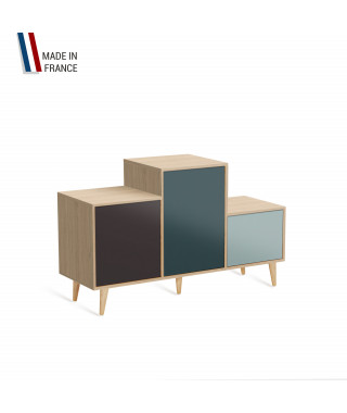 Meuble de rangement PODIUM - Chêne Clair -  Graphite - Tropical - Curacao - 127,5x74,5cm