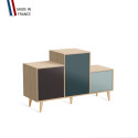 Meuble de rangement PODIUM - Chêne Clair -  Graphite - Tropical - Curacao - 127,5x74,5cm