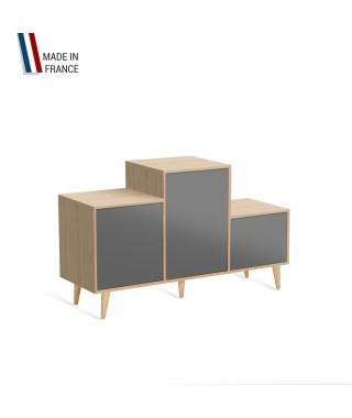 Meuble de rangement PODIUM - Chêne Clair - Gris - - 127,5x74,5cm