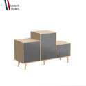Meuble de rangement PODIUM - Chêne Clair - Gris - - 127,5x74,5cm