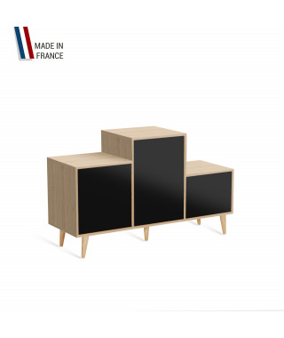 Meuble de rangement PODIUM - Chêne Clair - Noir - - 127,5x74,5cm