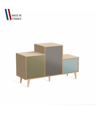 Meuble de rangement PODIUM - Chêne Clair -  Olive - Cubanite - Curacao - 127,5x74,5cm