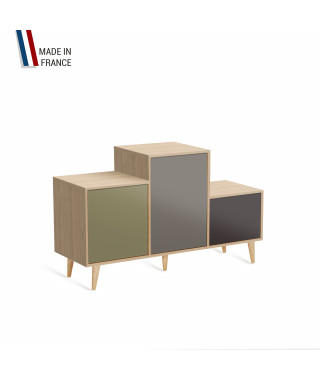 Meuble de rangement PODIUM - Chêne Clair -  Olive - Cubanite - Graphite - 127,5x74,5cm