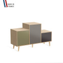 Meuble de rangement PODIUM - Chêne Clair -  Olive - Cubanite - Graphite - 127,5x74,5cm