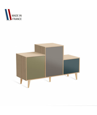Meuble de rangement PODIUM - Chêne Clair -  Olive - Cubanite - Tropical - 127,5x74,5cm