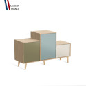 Meuble de rangement PODIUM - Chêne Clair -  Olive - Curacao - Porcelaine - 127,5x74,5cm