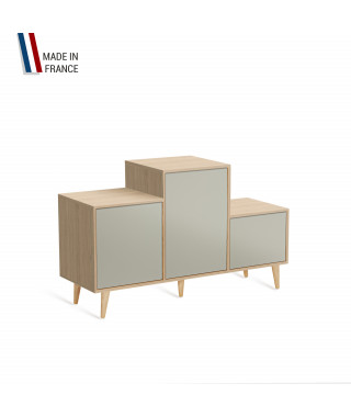 Meuble de rangement PODIUM - Chêne Clair - Perle - - 127,5x74,5cm