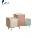 Meuble de rangement PODIUM - Chêne Clair -  Porcelaine - Abricot - Curacao - 127,5x74,5cm
