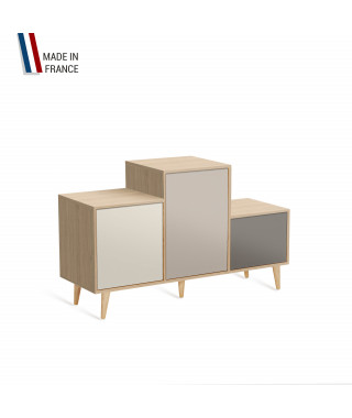 Meuble de rangement PODIUM - Chêne Clair -  Porcelaine - Cachemire - Cubanite - 127,5x74,5cm