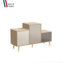 Meuble de rangement PODIUM - Chêne Clair -  Porcelaine - Cachemire - Cubanite - 127,5x74,5cm