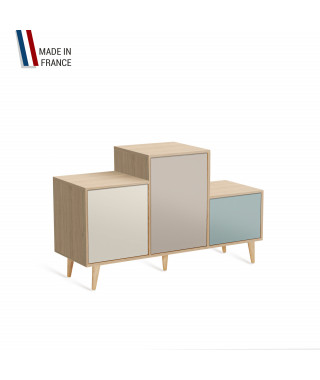 Meuble de rangement PODIUM - Chêne Clair - Porcelaine - Cachemire - Curaçao - - 127,5x74,5cm