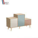 Meuble de rangement PODIUM - Chêne Clair -  Porcelaine - Curacao - Abricot - 127,5x74,5cm