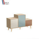 Meuble de rangement PODIUM - Chêne Clair -  Porcelaine - Curacao - Terracotta - 127,5x74,5cm