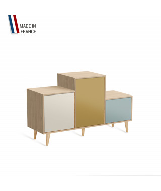 Meuble de rangement PODIUM - Chêne Clair -  Porcelaine - Curry - Curacao - 127,5x74,5cm