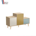 Meuble de rangement PODIUM - Chêne Clair -  Porcelaine - Curry - Curacao - 127,5x74,5cm