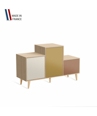 Meuble de rangement PODIUM - Chêne Clair -  Porcelaine - Curry - Terracotta - 127,5x74,5cm