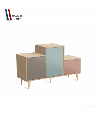 Meuble de rangement PODIUM - Chêne Clair -  Sienne - Curacao - Abricot - 127,5x74,5cm