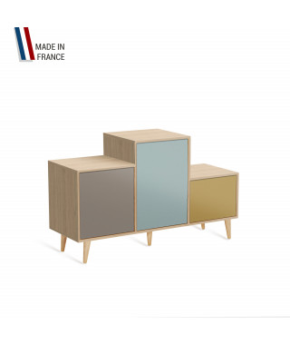 Meuble de rangement PODIUM - Chêne Clair -  Sienne - Curacao - Curry - 127,5x74,5cm