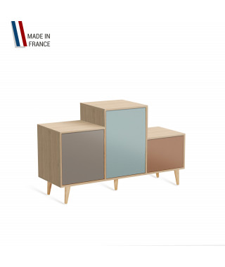 Meuble de rangement PODIUM - Chêne Clair -  Sienne - Curacao - Terracotta - 127,5x74,5cm