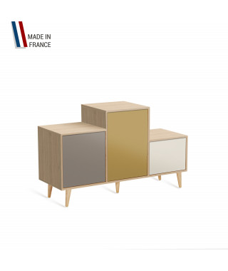 Meuble de rangement PODIUM - Chêne Clair -  Sienne - Curry - Porcelaine - 127,5x74,5cm