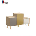 Meuble de rangement PODIUM - Chêne Clair -  Sienne - Curry - Porcelaine - 127,5x74,5cm