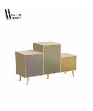 Meuble de rangement PODIUM - Chêne Clair -  Sienne - Olive - Curry - 127,5x74,5cm