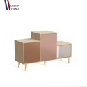 Meuble de rangement PODIUM - Chêne Clair - Terracotta - Abricot - Cachemire - 127,5x74,5cm