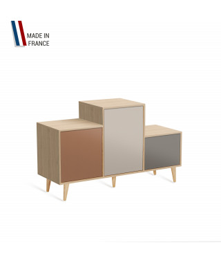 Meuble de rangement PODIUM - Chêne Clair - Terracotta - Cachemire - Cubanite - 127,5x74,5cm