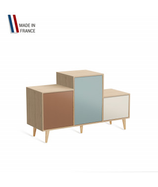 Meuble de rangement PODIUM - Chêne Clair - Terracotta - Curaçao - Porcelaine - - 127,5x74,5cm