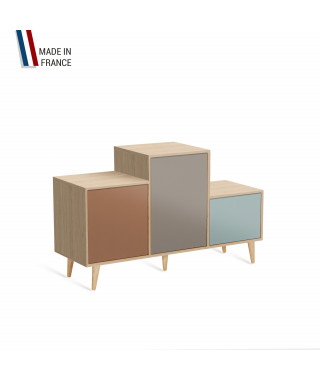 Meuble de rangement PODIUM - Chêne Clair - Terracotta - Sienne - Curacao - 127,5x74,5cm