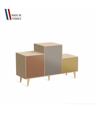Meuble de rangement PODIUM - Chêne Clair - Terracotta - Sienne - Curry - 127,5x74,5cm