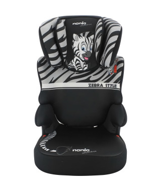 Rehausseur NANIA BEFIX - Isofix - Groupe 2/3 (15-36Kg) - Avec dossier - Tetiere réglable en hauteur - Zebre - Fabriqué en France