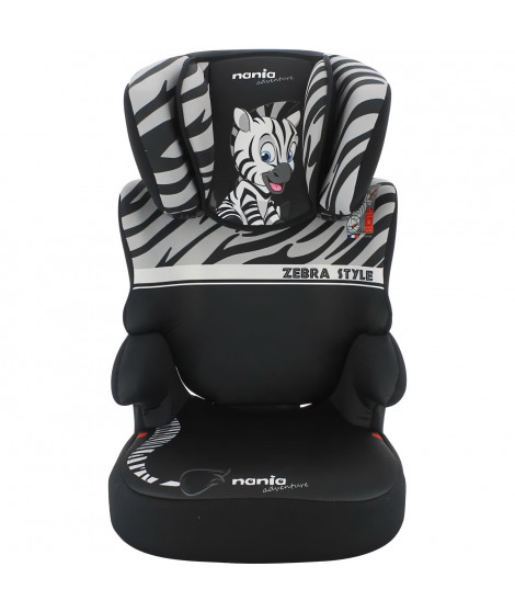 Rehausseur NANIA BEFIX - Isofix - Groupe 2/3 (15-36Kg) - Avec dossier - Tetiere réglable en hauteur - Zebre - Fabriqué en France