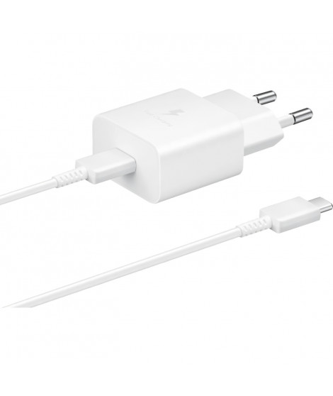 Chargeur Secteur USB C 15W + câble USB C - 15W - SAMSUNG - Blanc