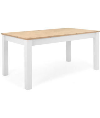 Table a manger extensible BERGEN - Décor chene artisan et blanc - Rallonge 55 cm - Jusqu'a 12 personnes - L 160-215 x P 90 x …