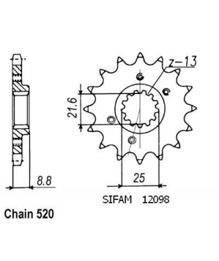 Pignon Xr 600 R 1991-2001 - 520 - 15 Dents - Similaire JTF309