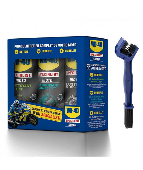 KIT SPRAY TRIPACK WD40 + BROSSE SPECIALE CHAINE