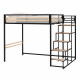 Lit mezzanine - 140x190 cm - Métal - Noir - Sommier inclus - LEON