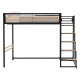 Lit mezzanine - 140x190 cm - Métal - Noir - Sommier inclus - LEON