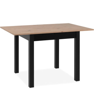 Table a manger extensible COBURG - Décor chene artisan et noir - Rallonge 40 cm - 4-6 personnes - L 80-120 x P 90 x H 76,5 cm