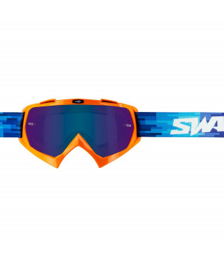 Masque cross SWAP'S PIXEL Orange + Ecran Iridium Bleu