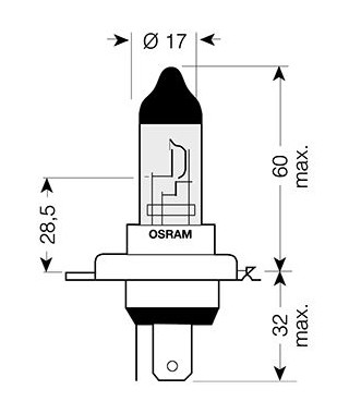 Ampoule H4-12V 60/55W P43t - Blister 1 ampoule